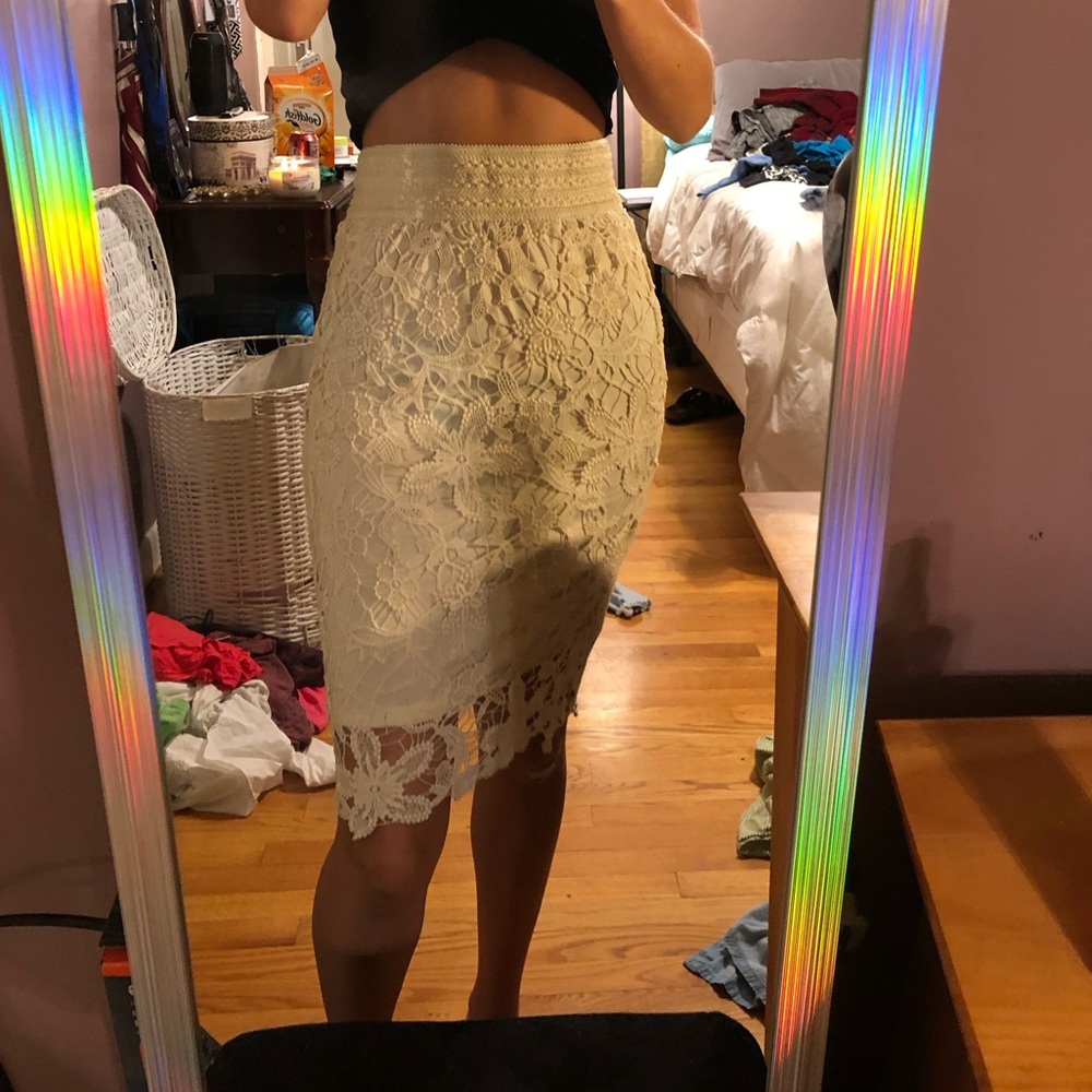 Cream lace skirt